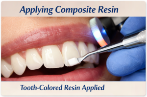 Matching composite resin to teeth color.  